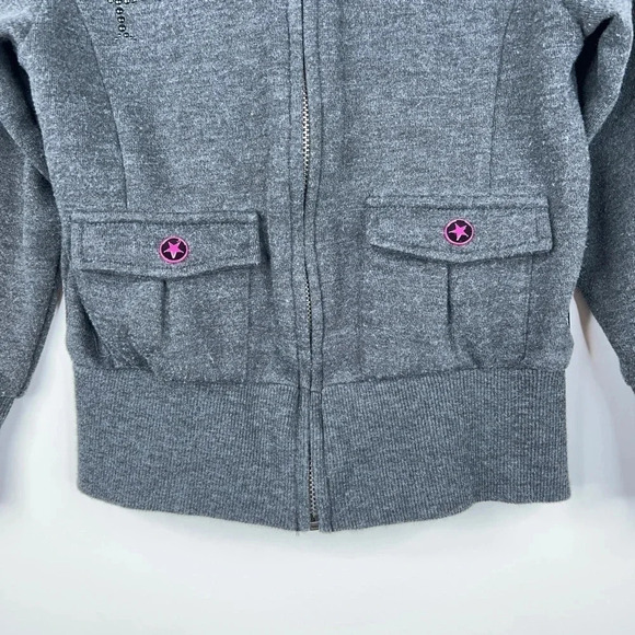 Paul Frank Gray Kids Hoodie Fleece Full Zip Embellished Pocket Front Y2K Size 6 - Picture 2 of 5